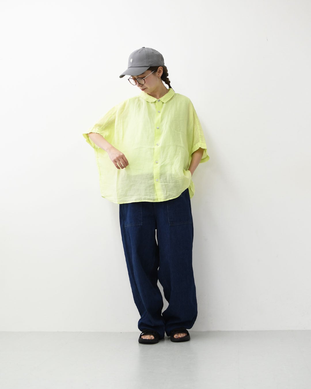 prit [プリット] 160/1ラミー5分袖レギュラーカラービッグシャツ