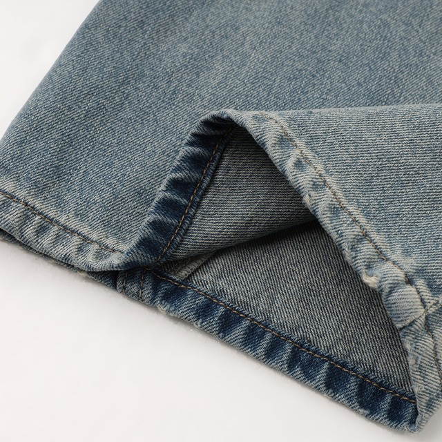 high waist curved denim pants L0616