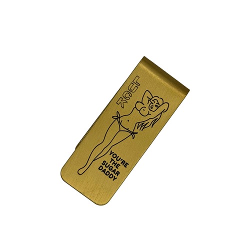 USA 真鍮 セクシー ピンナップガール マネークリップ ミニマリスト ビンテージ レトロ 札入れ 財布 ウォレット : MOCP-010