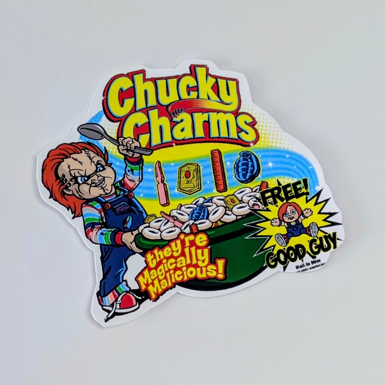 送料無料!!【 DIE-CUT STICKER / ダイカットステッカー】『 Child's Play / チャイルド・プレイ 』Chucky Charms / チャッキー / ステッカー / シール 〚アメリカン雑貨 アメトイ〛