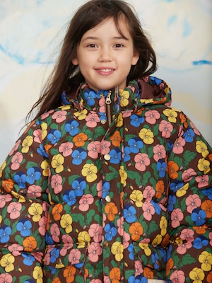 【26AW】minirodini(ミニロディーニ)Violas aop heavy puffer multi(80-86/92-98/104-110/116-122/128-134) アウター 花柄 フード取外