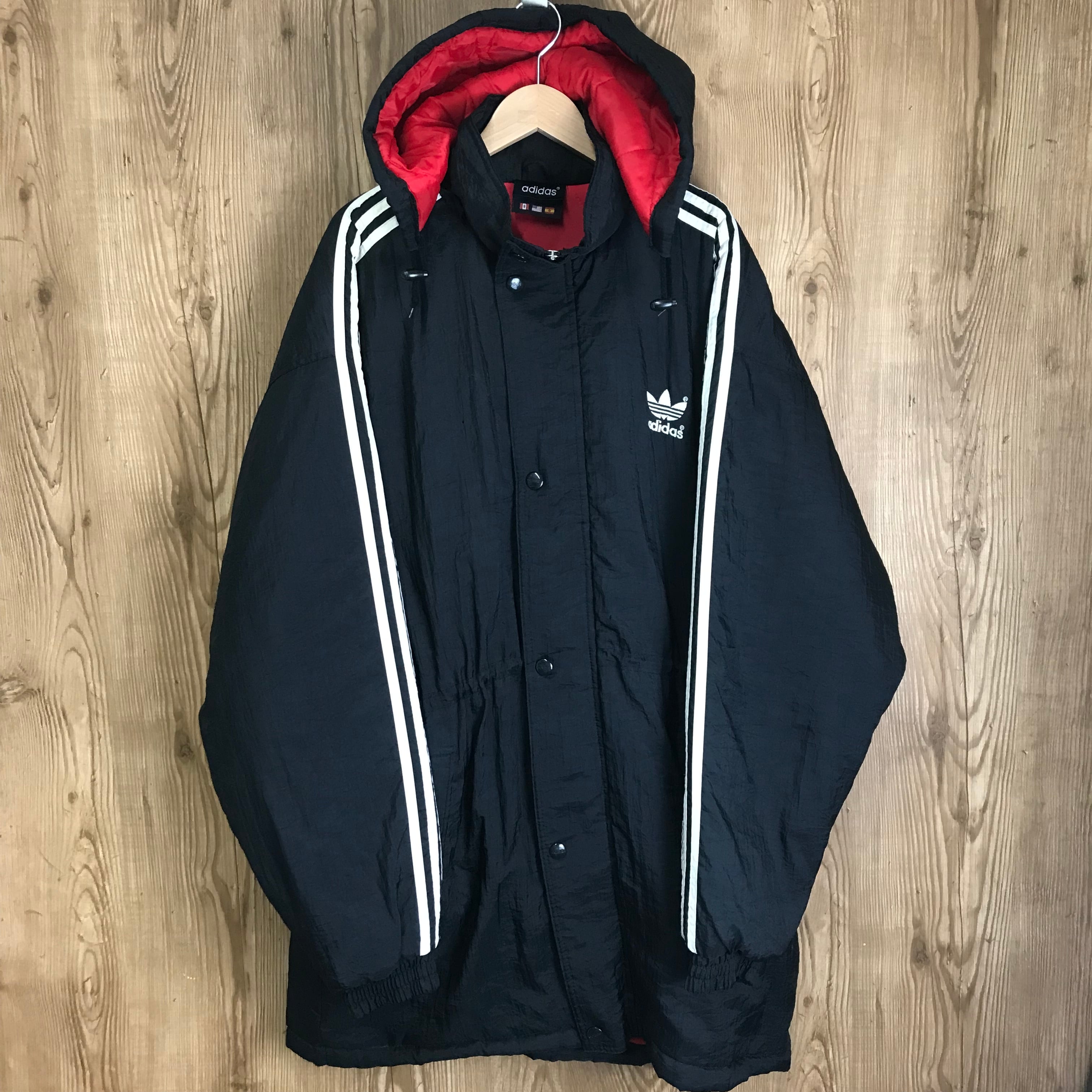 ☆90s VINTAGE adidas 中綿入り ナイロン コーチジャケット フード
