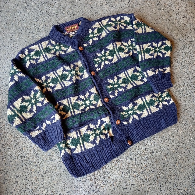 エクアドル製 エスニック ハンドニットカーディガン used [201019]