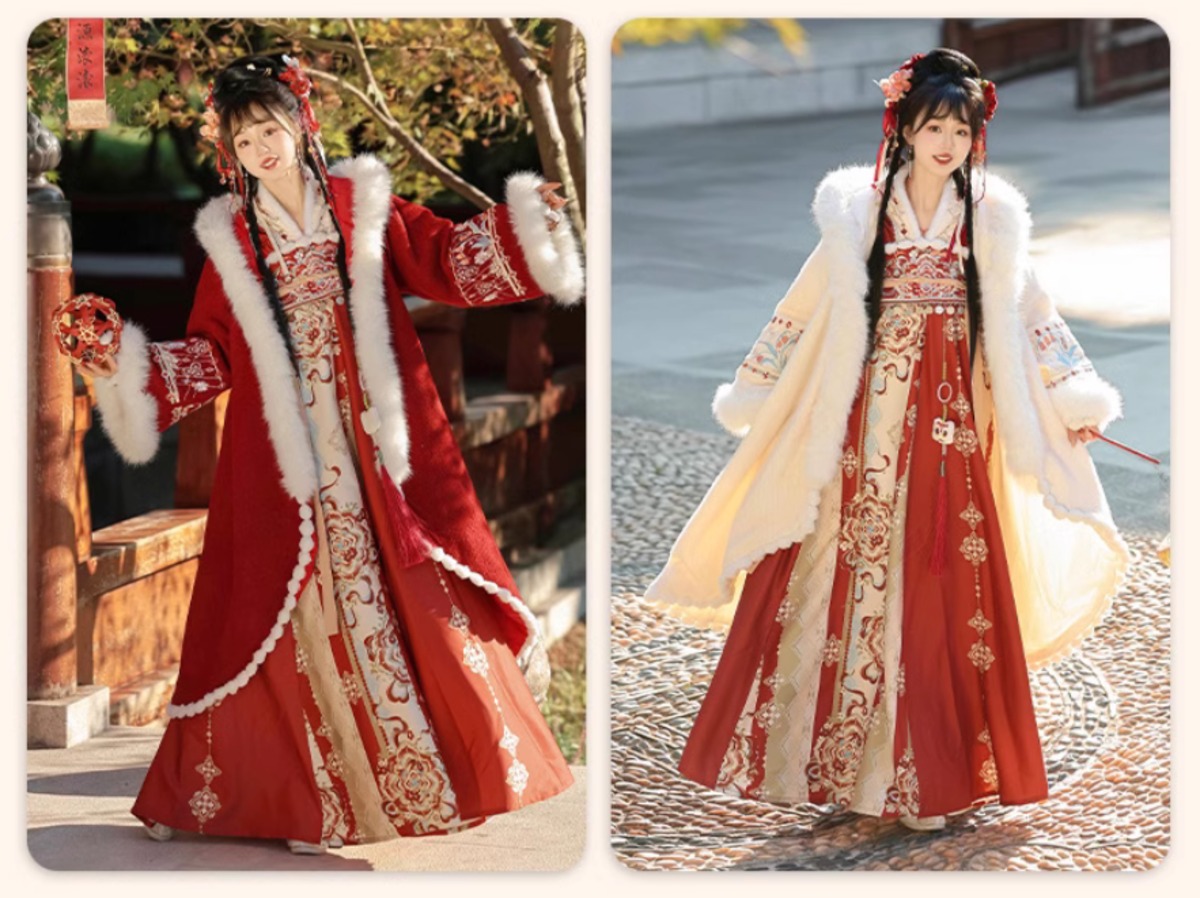 漢服 唐装 仙女服 中華風 唐時代の漢服 冬用コート | Lovely fluffy