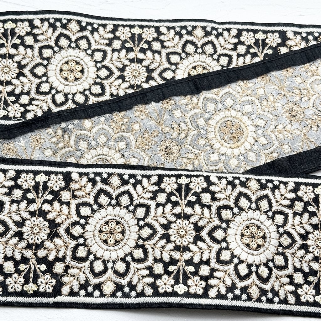 オリエンタル [ブラック］インド刺繍リボン 1872 | インド刺繍リボン