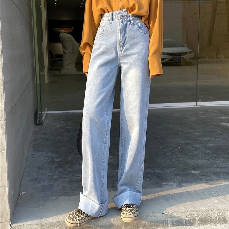 スタンダードハイウェストウェストオータム薄手パンツ レトロ 秋物 YY-ファッション1587465429