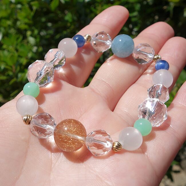 High quality Bracelet [オレンジルチルクォーツ×ホワイトサゲニ