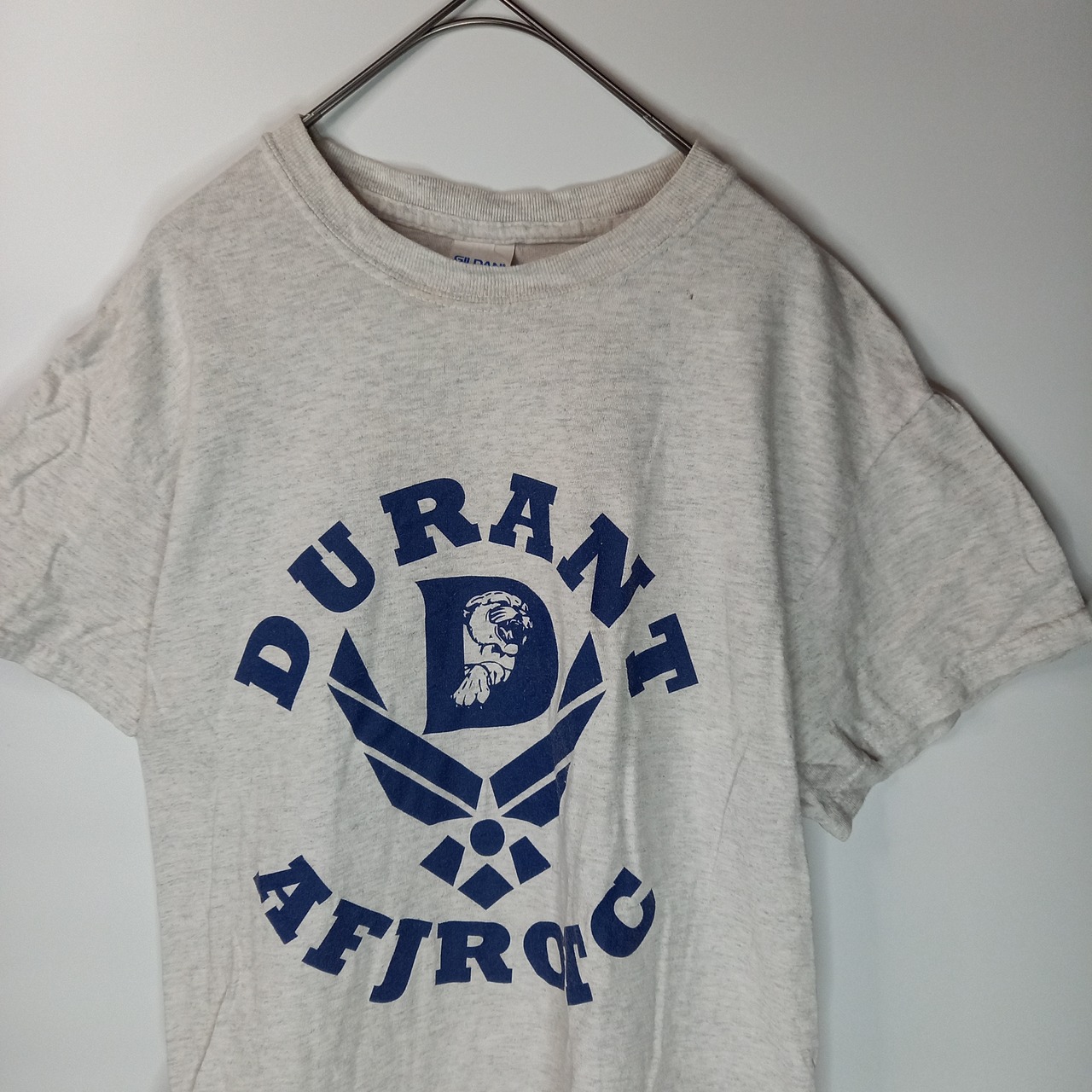 ギルダン　クルーネック　プリントTシャツ　半袖　ヘビーコットン　ライトグレー　S