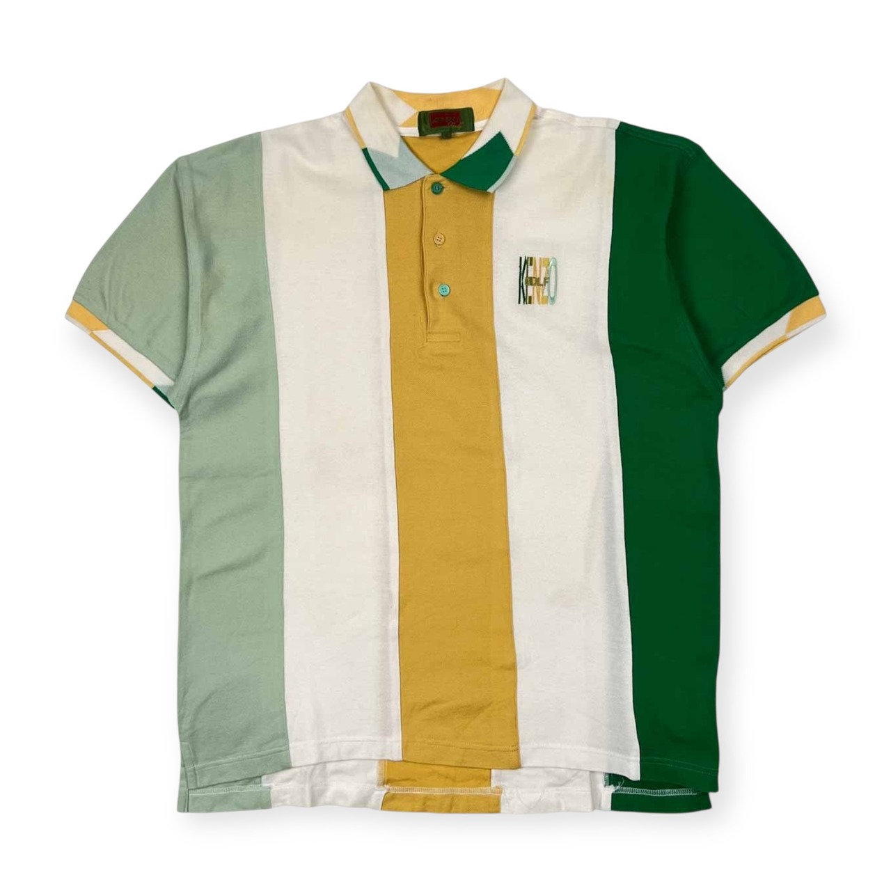 90s KENZO GOLF ケンゾーゴルフ ストライプ 半袖 ポロシャツ 4/マルチ メンズ 希少 レア ビンテージ