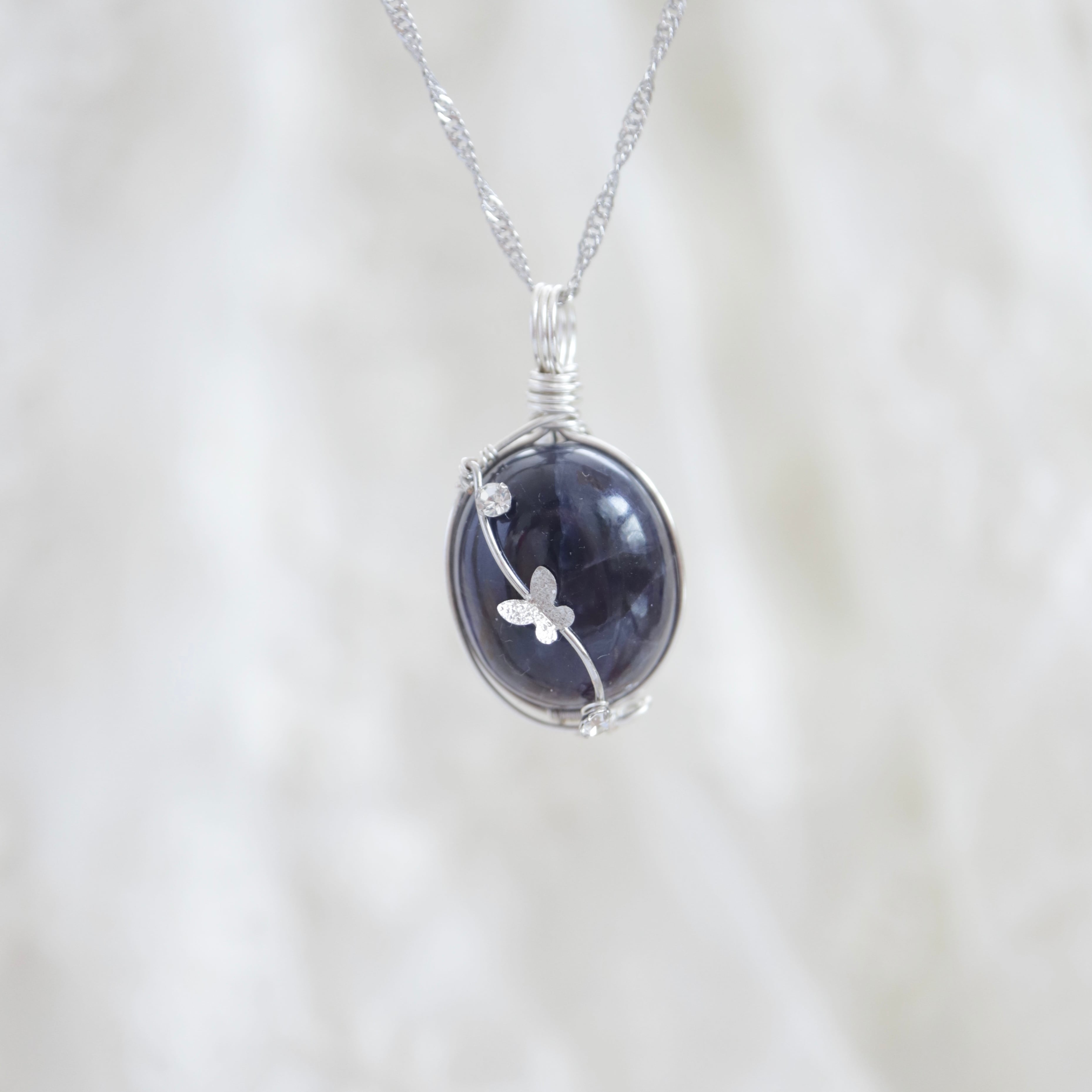 1点もの アイオライトサンストーン ワイヤーラッピング