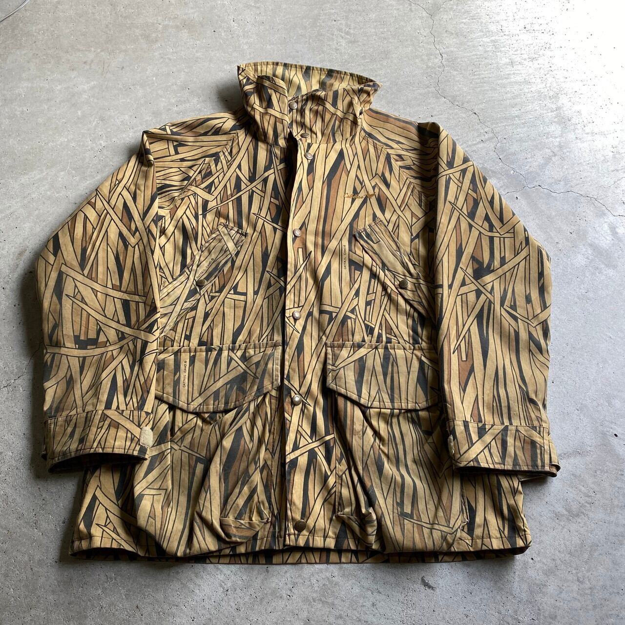 80年代 Cabela's カベラス GORE-TEX CATTAIL CAMO ナイロンハンティングジャケット メンズL相当 古着 80s  ヴィンテージ ライトブラウン 茶色 ハイネック ゴアテックス 総柄 【アウトドアジャケット】【popup】【CS2301-30】【CS2312-30】  |