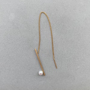 Stick pearl chain pierce gold