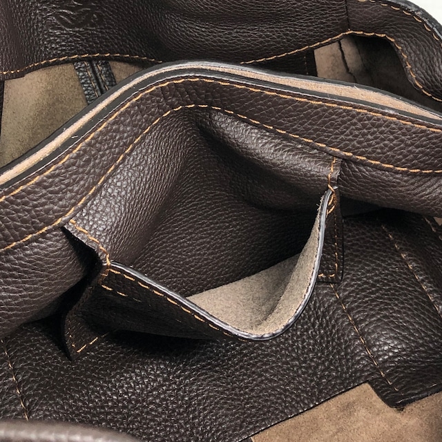 LOEWE ロエベ ハンドバッグ ブラウン 型押しロゴ レザー フラップ vintage ヴィンテージ オールド s7e7fm