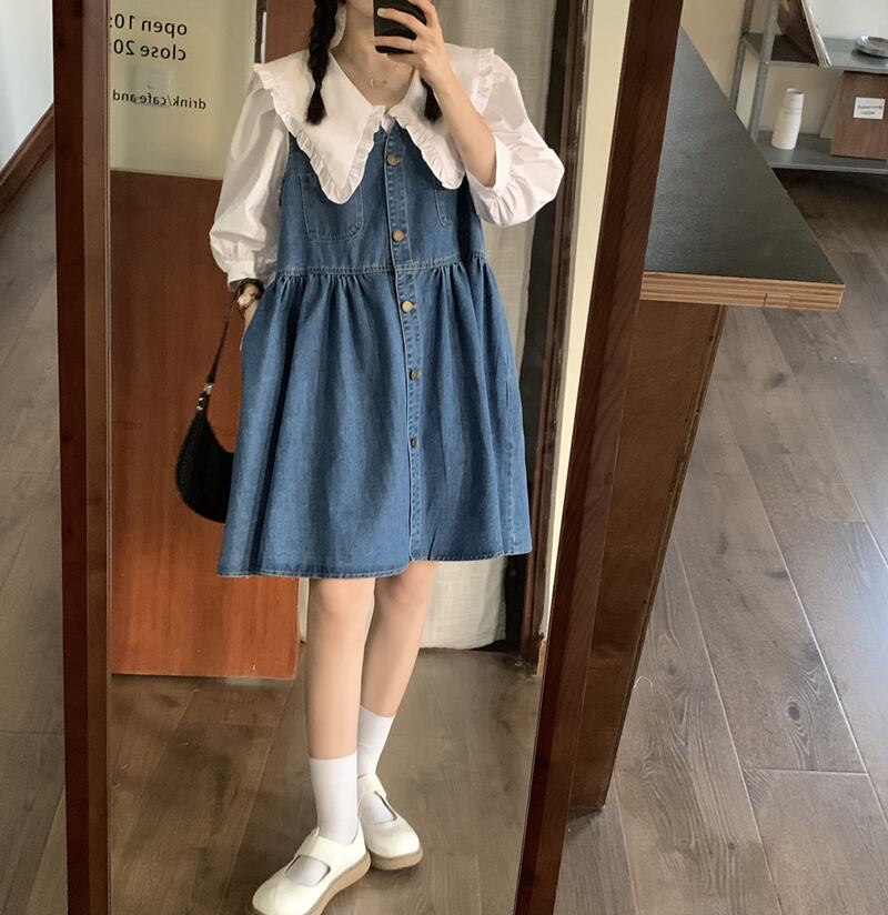 カラーホワイトシャツ サマートップス ドレス 大人ガーリー スウィート キュート カジュアル 夏物 クレセントシティ74644824198