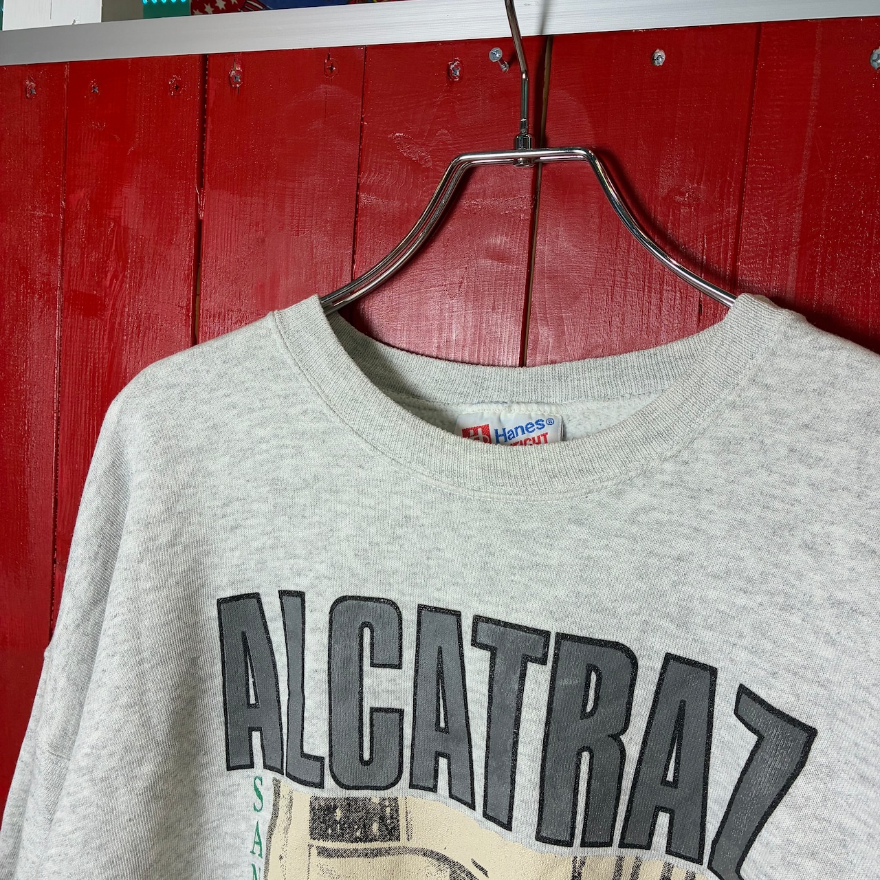 90s USA製 Hanes HEAVYWEIGHT アルカトラズ刑務所　囚人ネコちゃん　ヴィンテージスウェット