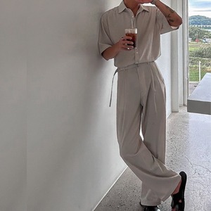 Luxury Short Sleeve Shirt & Drape Trousers Set（LMU0312）