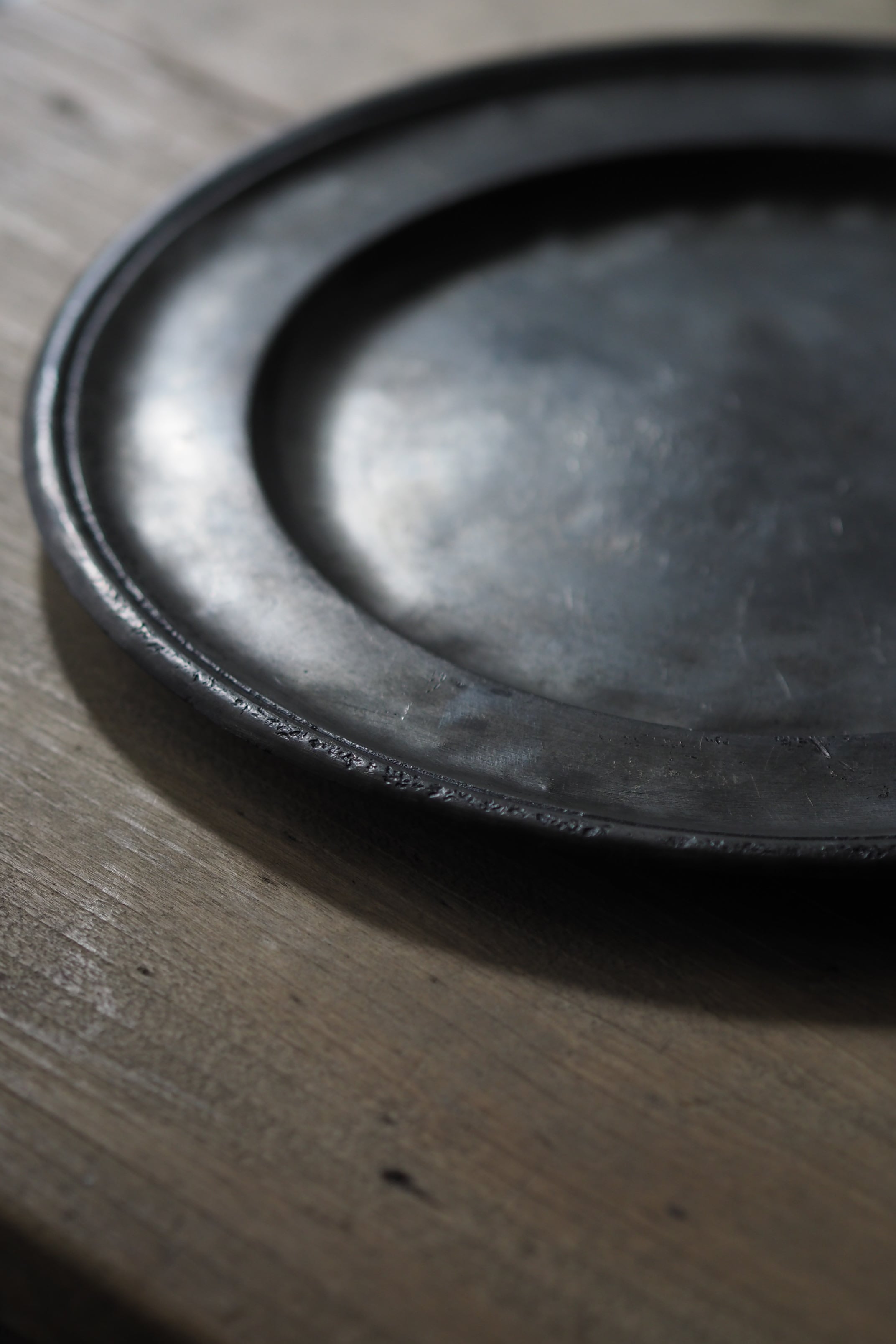 アンティーク ピューター丸皿 No.2-antique pewter round plate