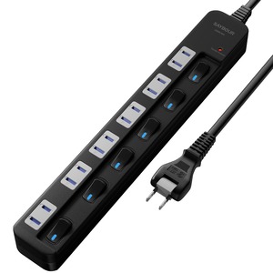 【人気】SAYBOUR 電源タップ 雷ガード 個別スイッチ 節電タップ おしゃれ省エネ ACコンセント 6個口LED PSE認証済 延長コード (2m ブラック)