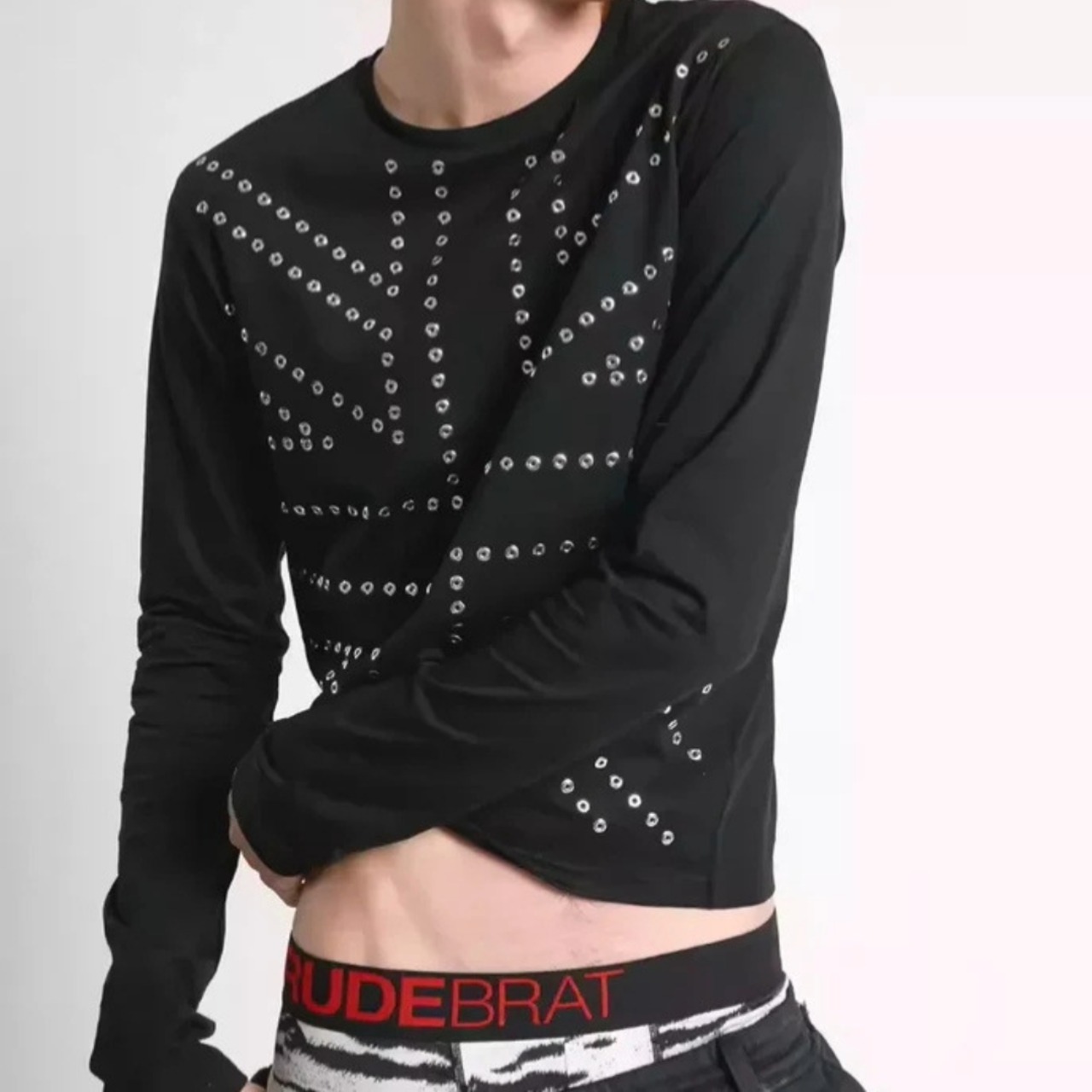 Geometric Stud Slim Long Sleeve Tee TB2566・画像4