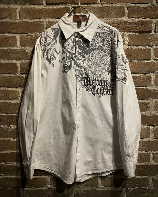 【Caka act3】Bling-Bling Print × Embroidery Design Loose L/S Shirt
