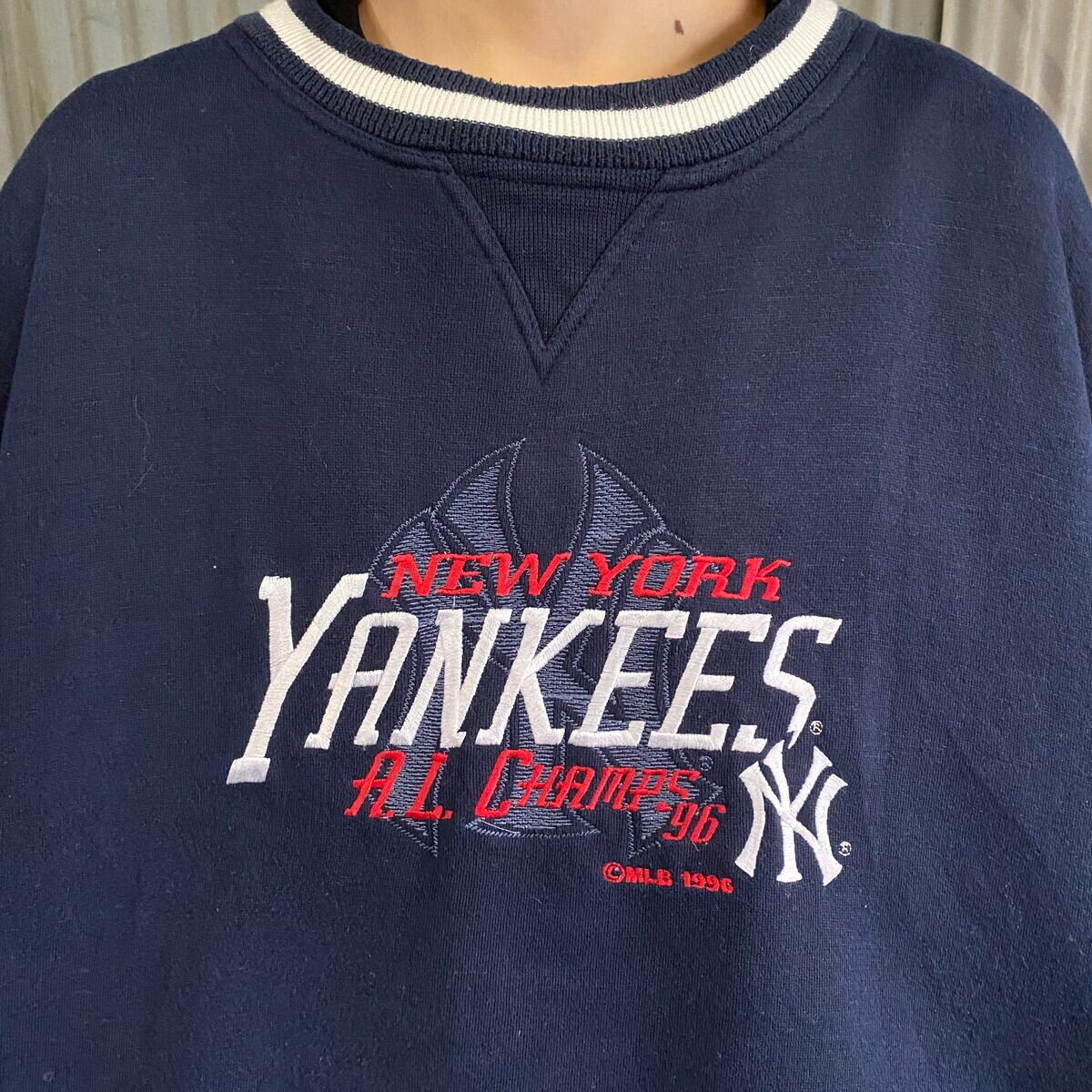 90年代 スターター Starter MLB NEW YORK YANKEES ニューヨークヤンキース 1998 WORLD SERIES プリントスウェットシャツ トレーナー USA製 メンズXXL ヴィンテージ /eaa369335