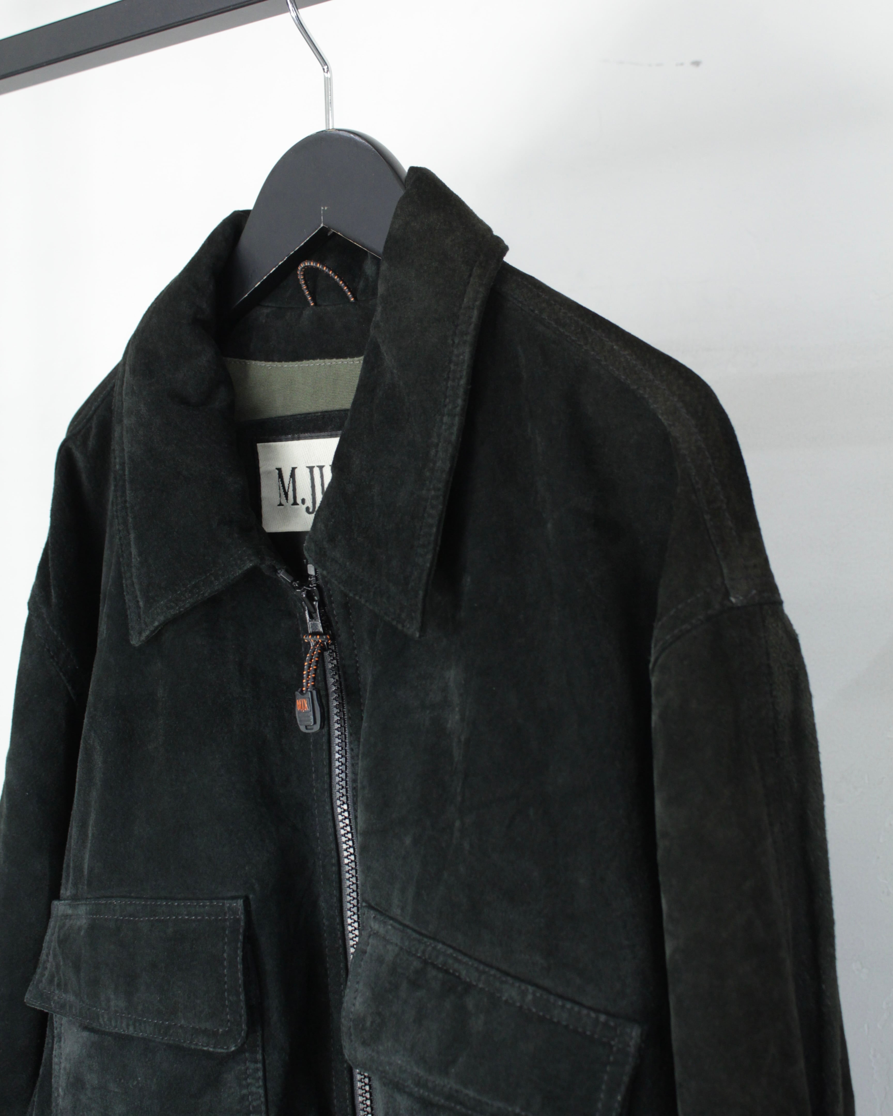 Caka BLACK】“WILSONS” Draw Code Gimmick Vintage Zip Up Suede