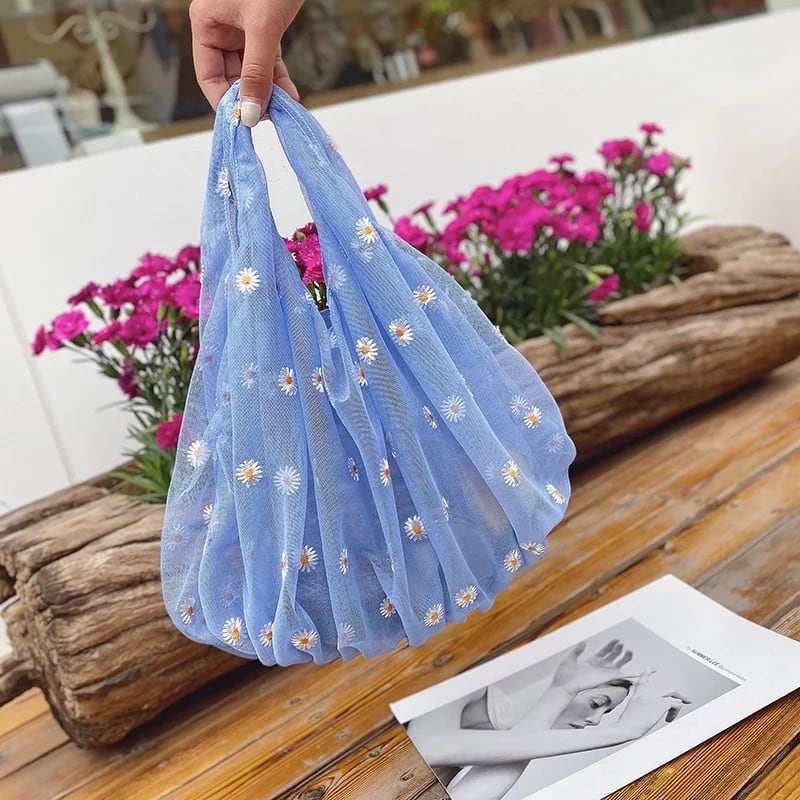 Flower lace bag 3色 花柄刺繍 レース エコバッグ スケルトン 手提げ鞄