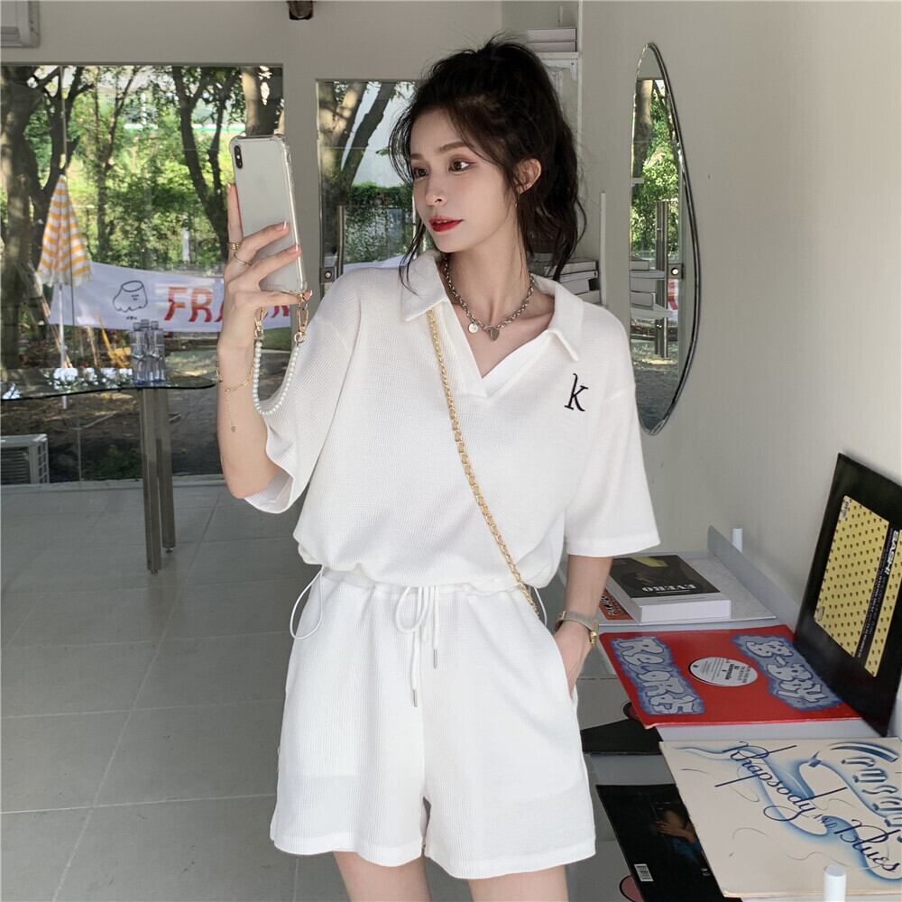 レッドサマーTシャツ ショーツ カジュアルレディース ストリート 夏物 ブルマー YY-ファッション85665447907