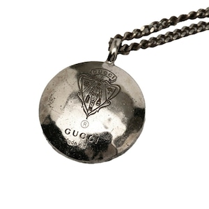 グッチ クレスト ラウンド コイン チェーン ペンダント ネックレス SV925 シルバー レディース GUCCI 【中古】