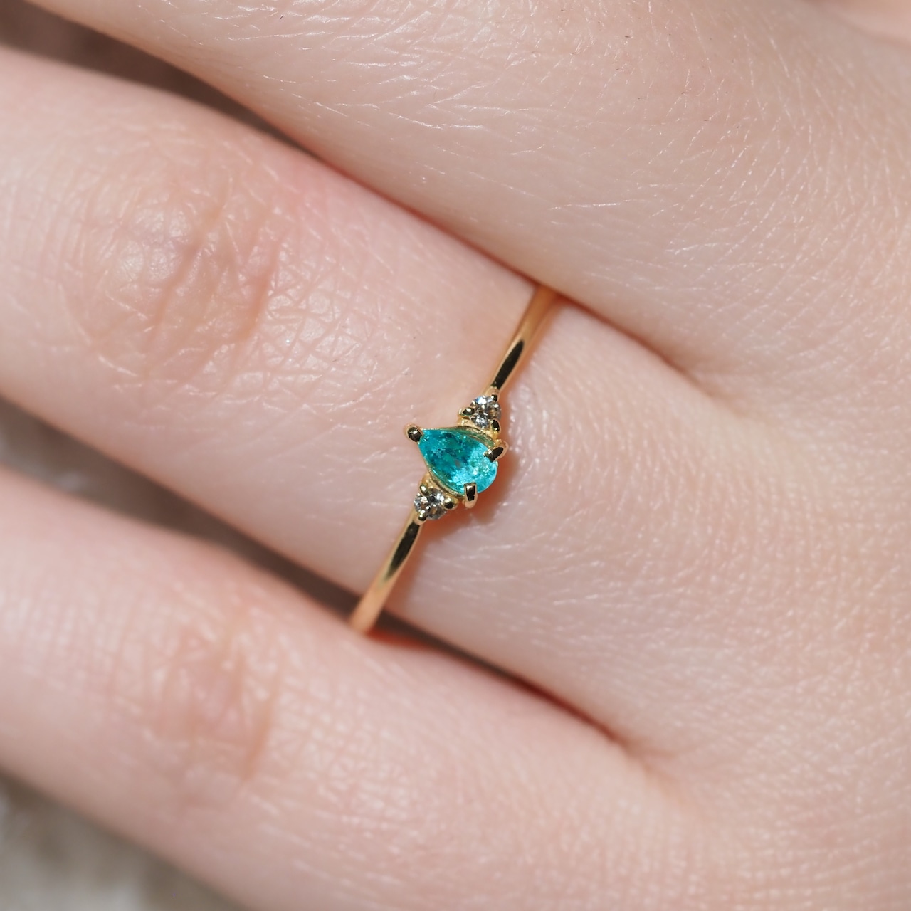 パライバトルマリン ブラジル産 リング 0.1ct D0.02ct k18 CGL産地鑑別所付き