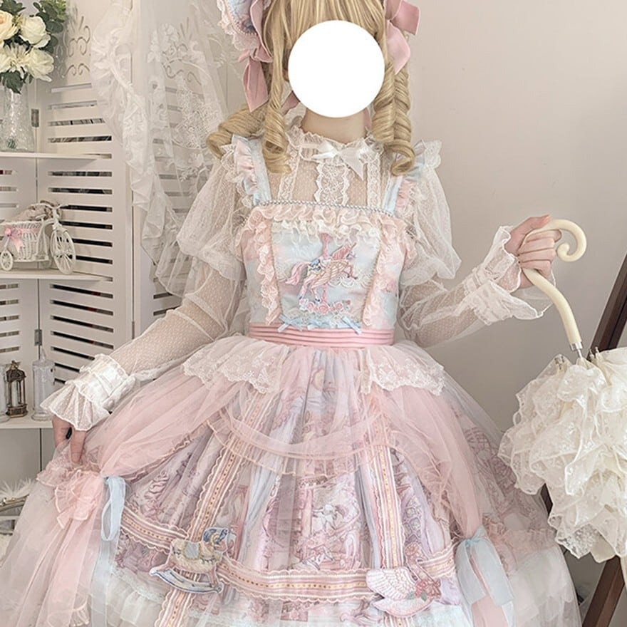 甘ロリ JSK メリーゴーランド刺繍 スウィートロリータ 2色展開｜WithU