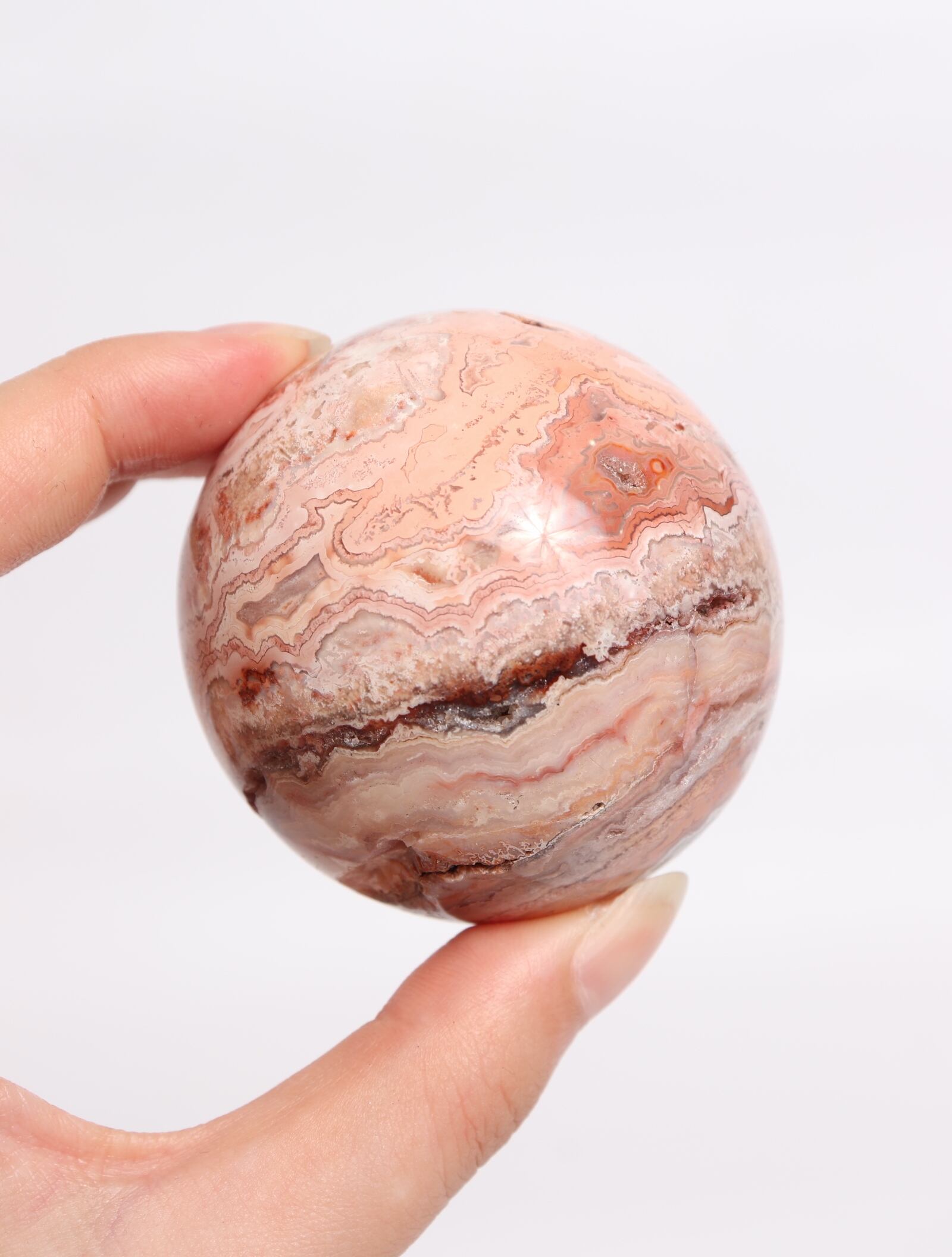 PINK CRAZY LACE AGATE SPHERE | acenus