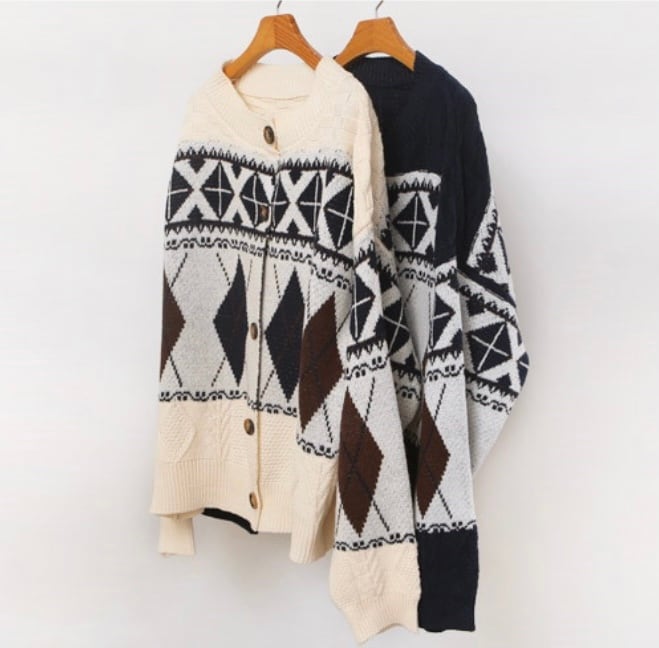 アーガイルニットカーディガン(2色) | select♡shop アーガイルニットカーディガン(2色) | select♡shop