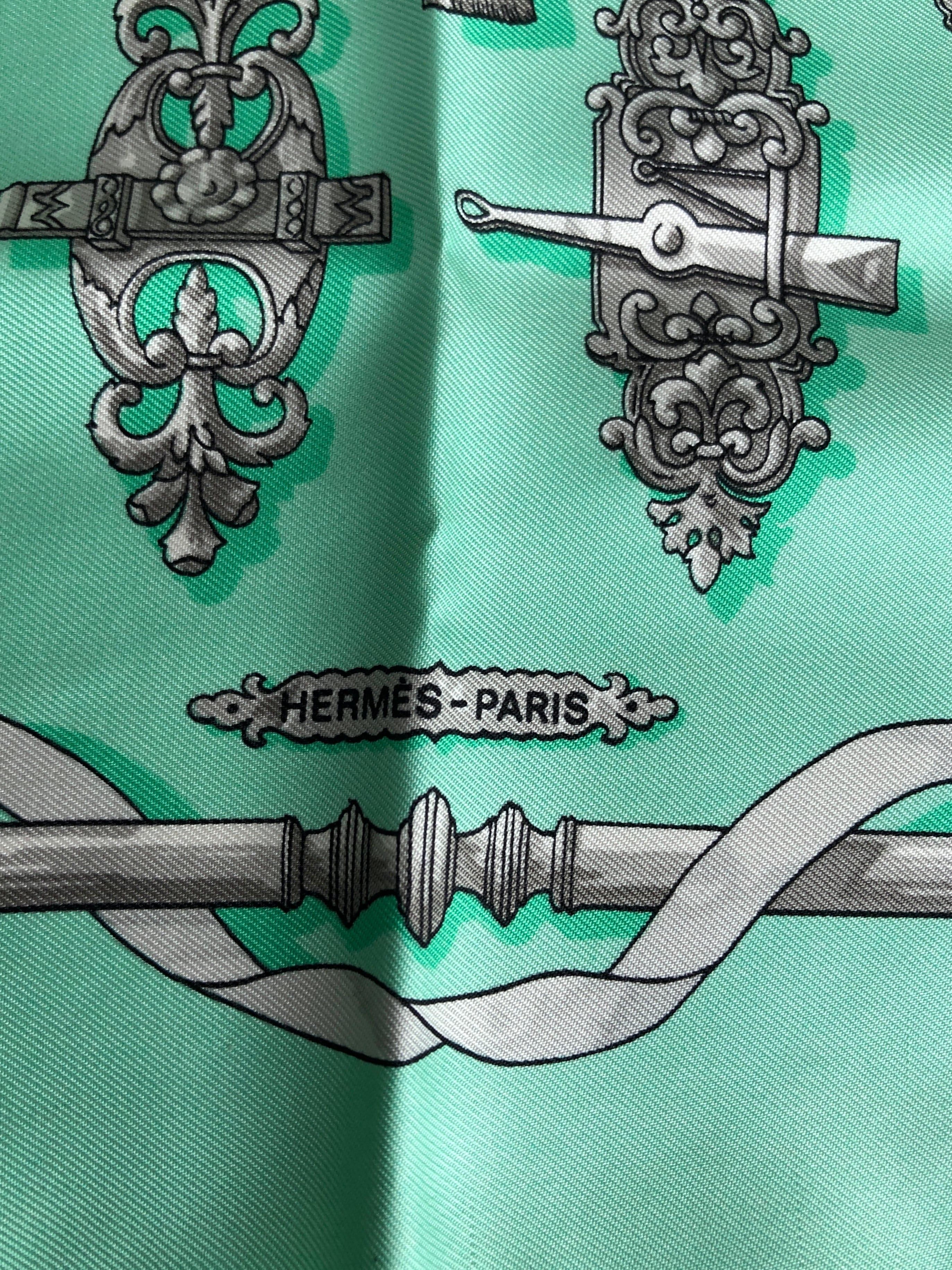HERMES エルメス スカーフ グリーン シルク プチカレ vintage