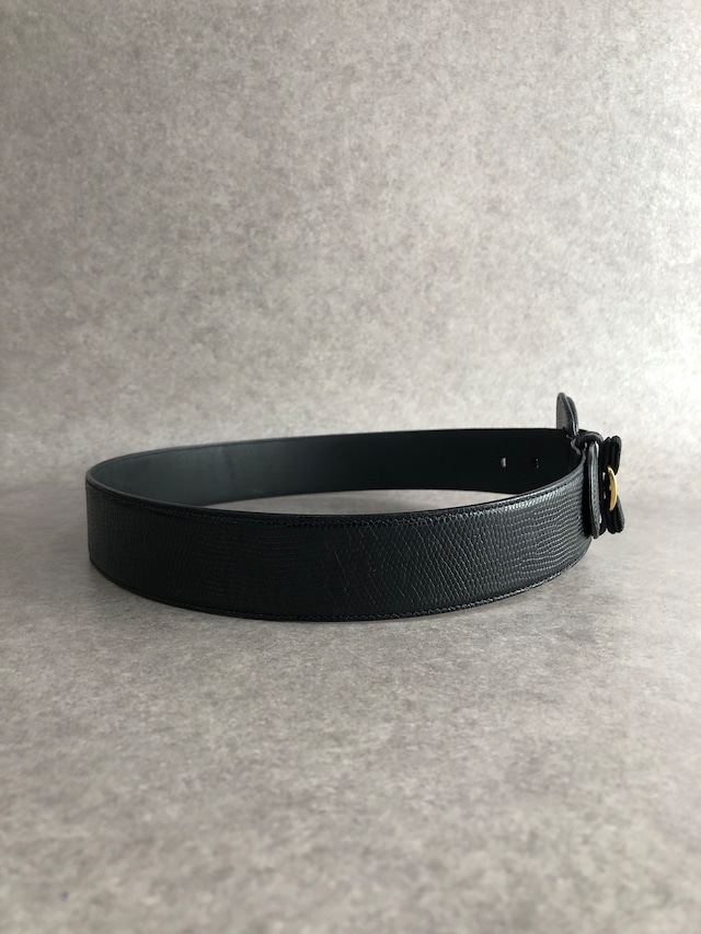 Salvatore Ferragamo フェラガモ ヴァラリボン レザー ベルト ブラック vintage ヴィンテージ オールド yfhukd