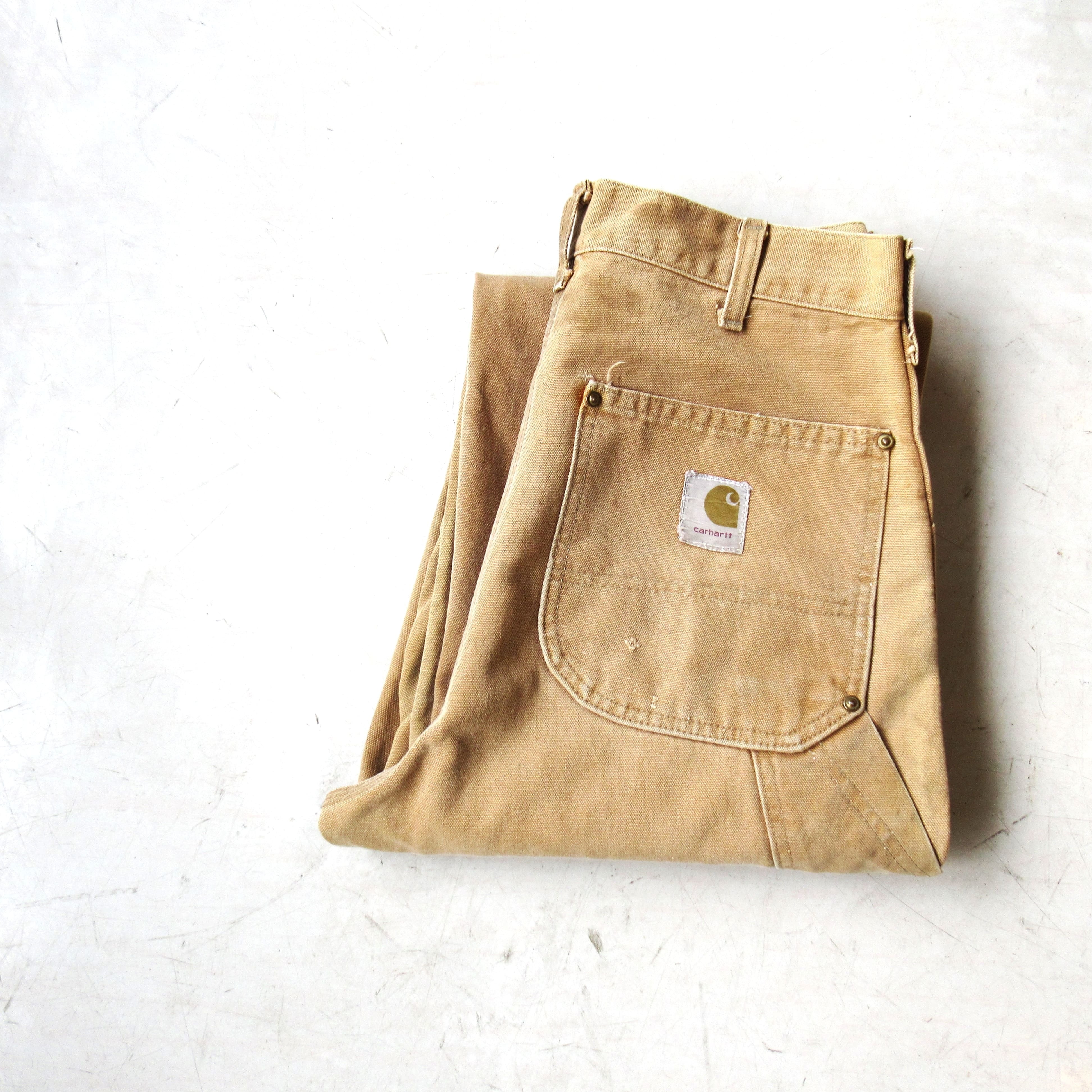 80S CARHARTT BROWNDUCK W KNEE PAINTERPANTS -MADE IN USA-【W32 L32