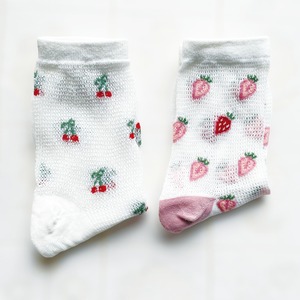 【2足セット】 いちご&さくらんぼ net socks