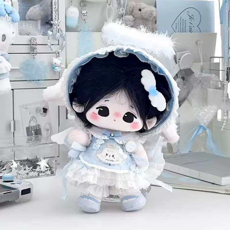 20cmぬい服】子羊ワンピの天使メイドコーデ 着せ替えぬいぐるみ 棉花