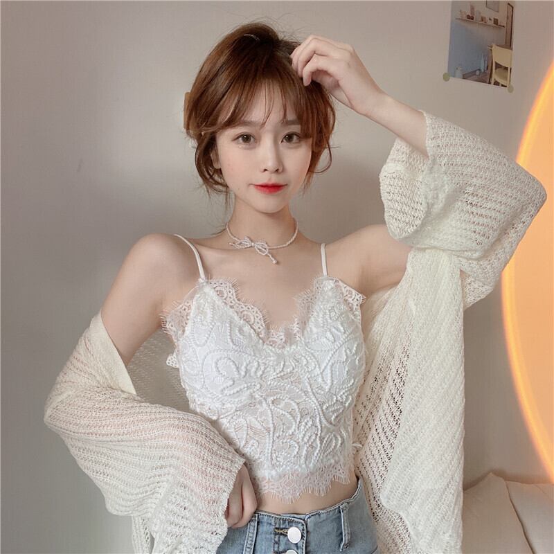 スプリングサマースタンダードレーストップス ショートスタイル レトロ 春物 夏物 ドラファッションホール40322571365