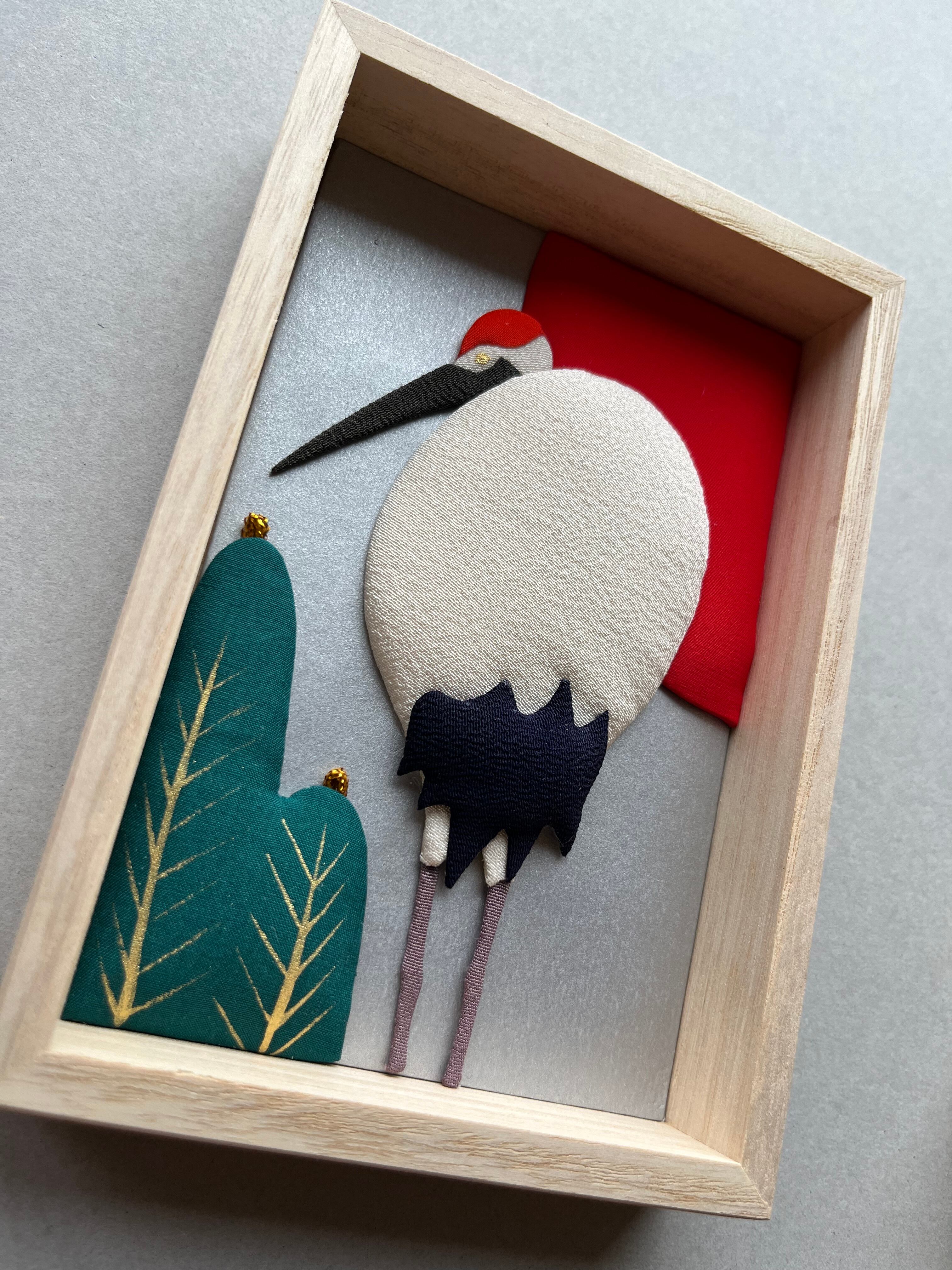 和紙押し絵 ハンドメイド（浮世絵）F6号格子額付き 押し絵 和紙押絵額1