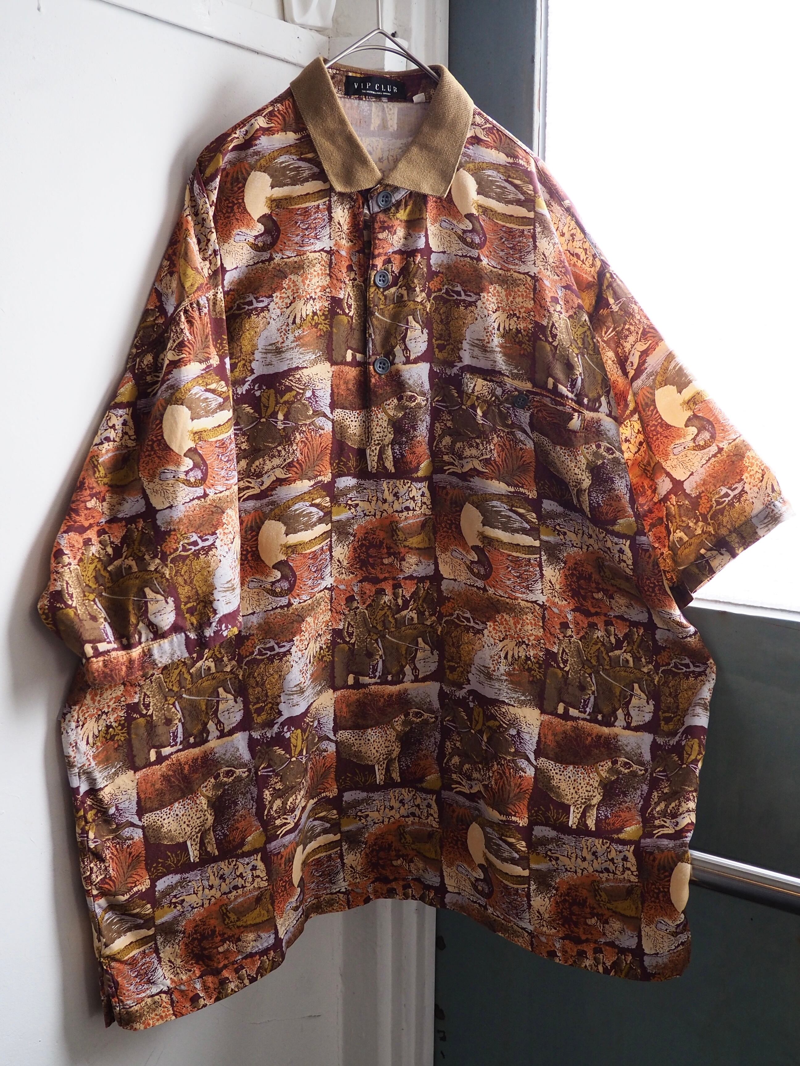 1980 - 90s Modern rétro Art full pattern Design vintage pull over rayon shirt