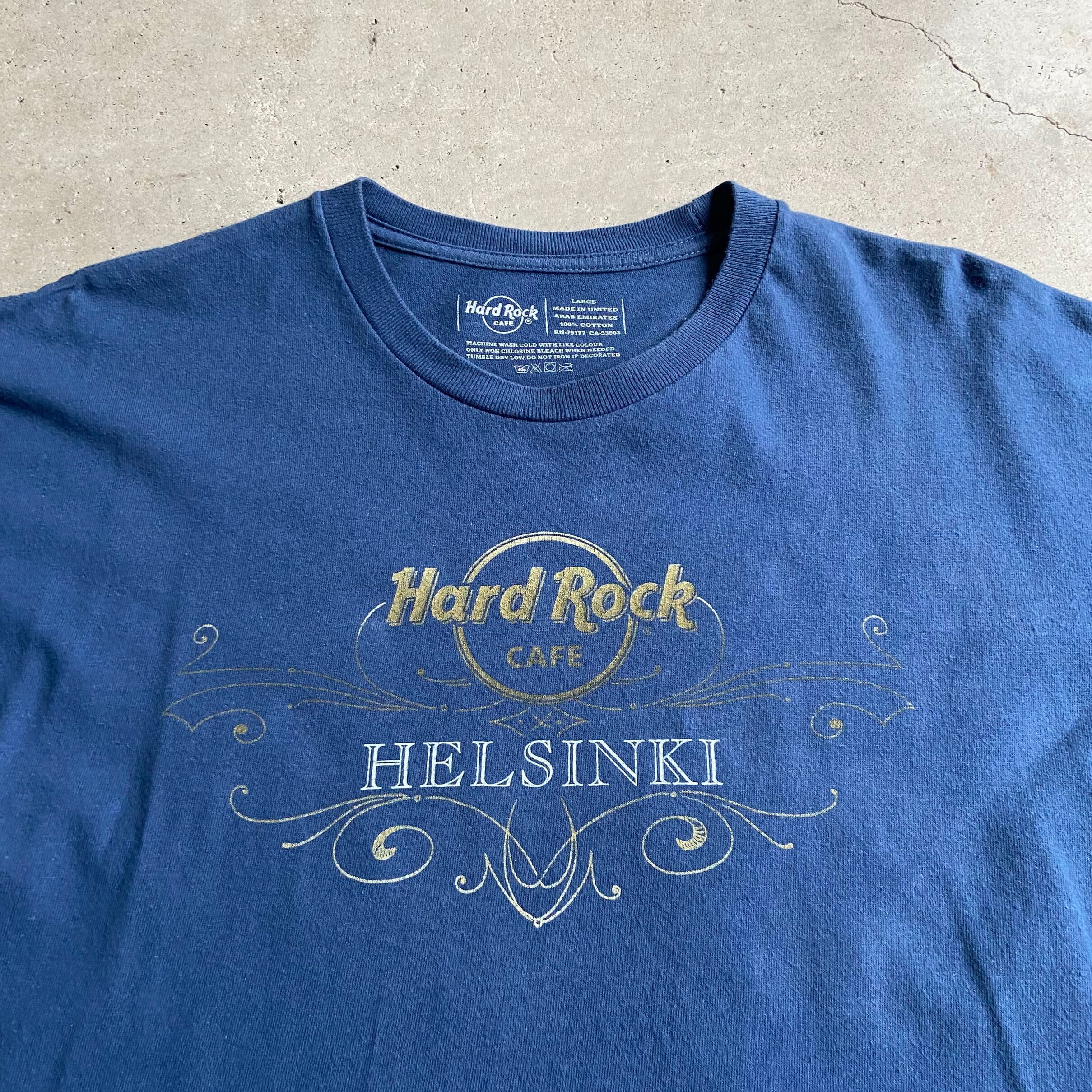 HARD ROCK CAFE ハードロックカフェ アドバタイジング 企業系 両面プリントTシャツ メンズL 古着 ネイビー 紺  【Tシャツ】【PD20】【AN20】 | cave 古着屋【公式】古着通販サイト