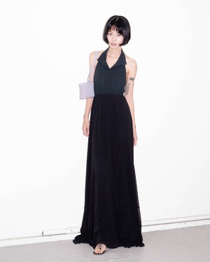 2000s TWINSET - polo collar backless halter dress