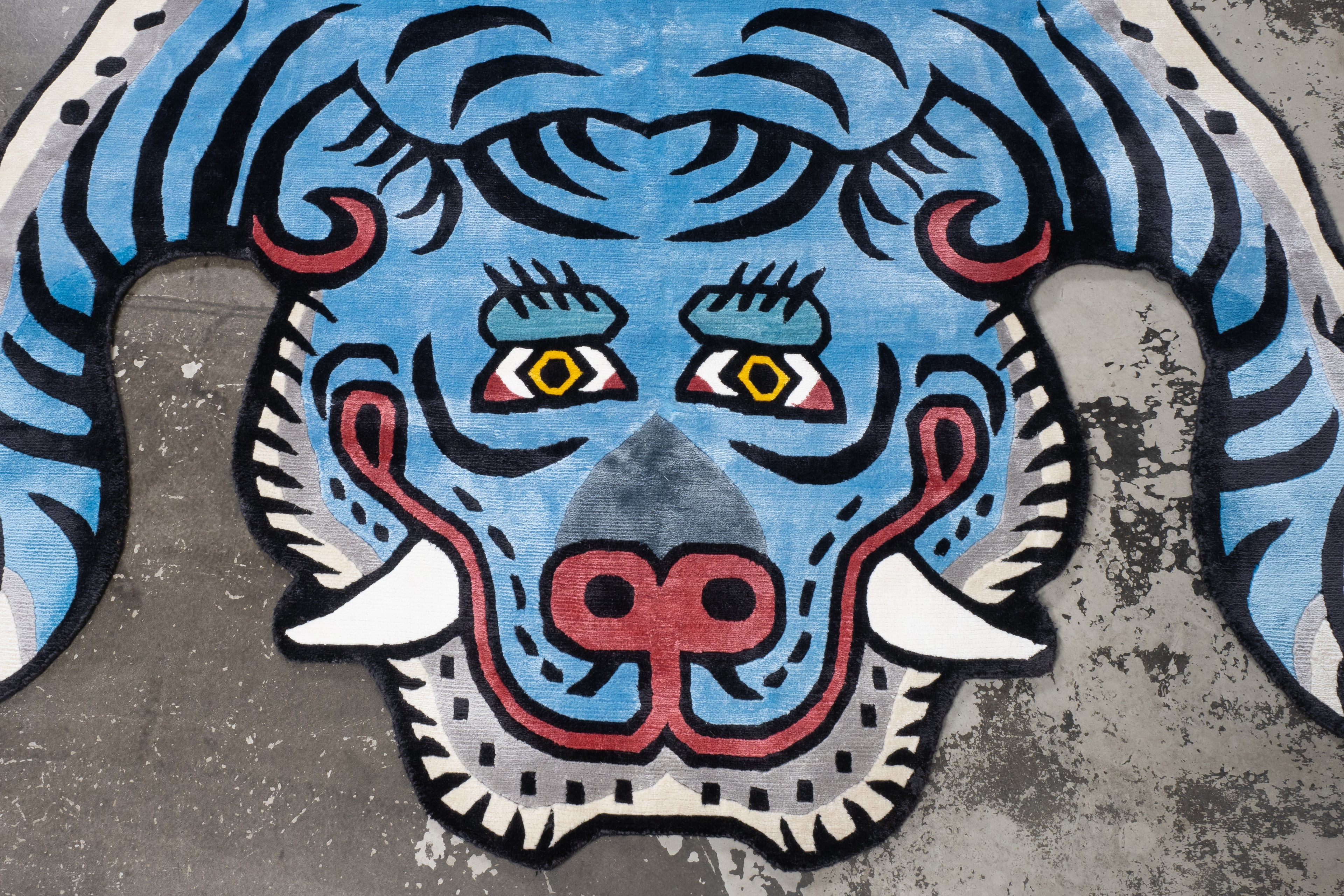 Tibetan Tiger Rug 《XXXLサイズ•シルク•オリジナル•ブルーバージョン