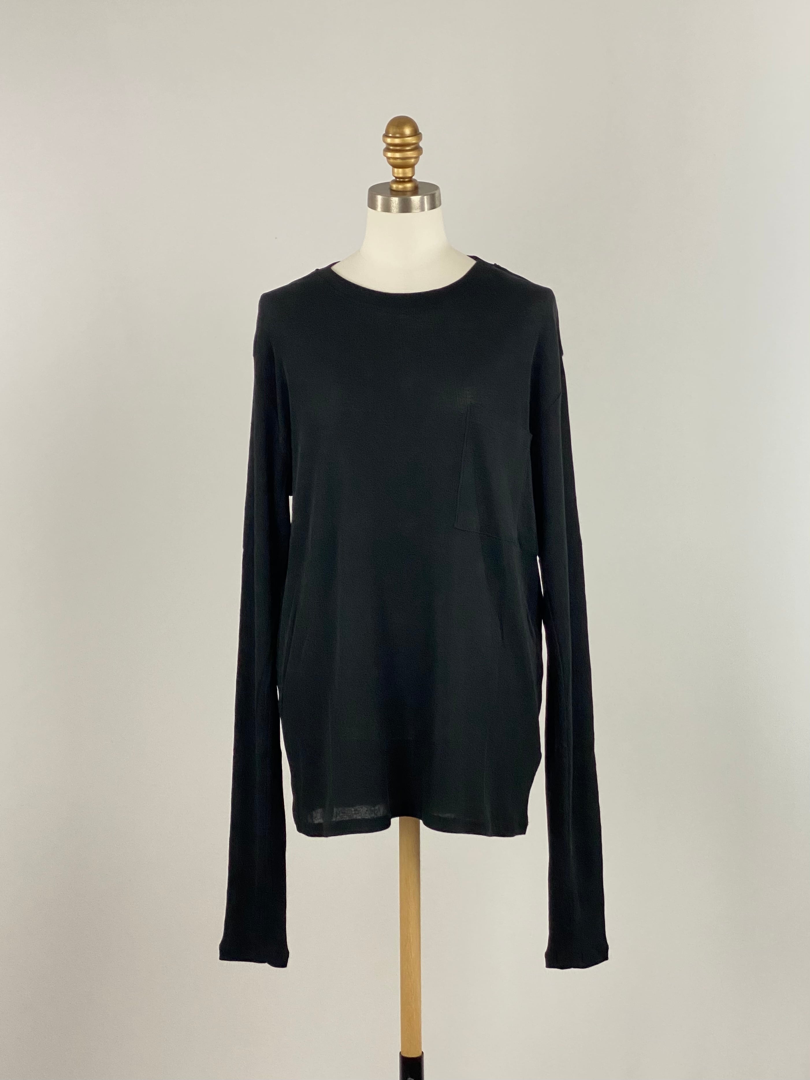 シアーリブポケットトップス|ブラック|YENN