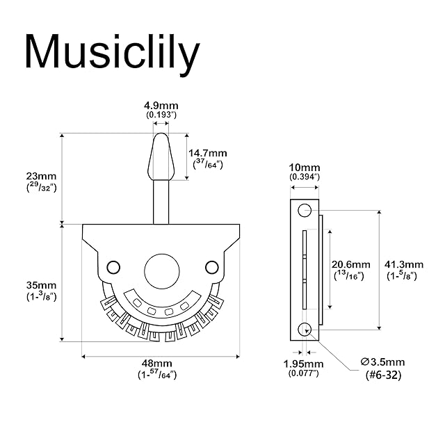 Musiclily Pro 3WAYレバースイッチ4回路3接点ピックアップセレクター