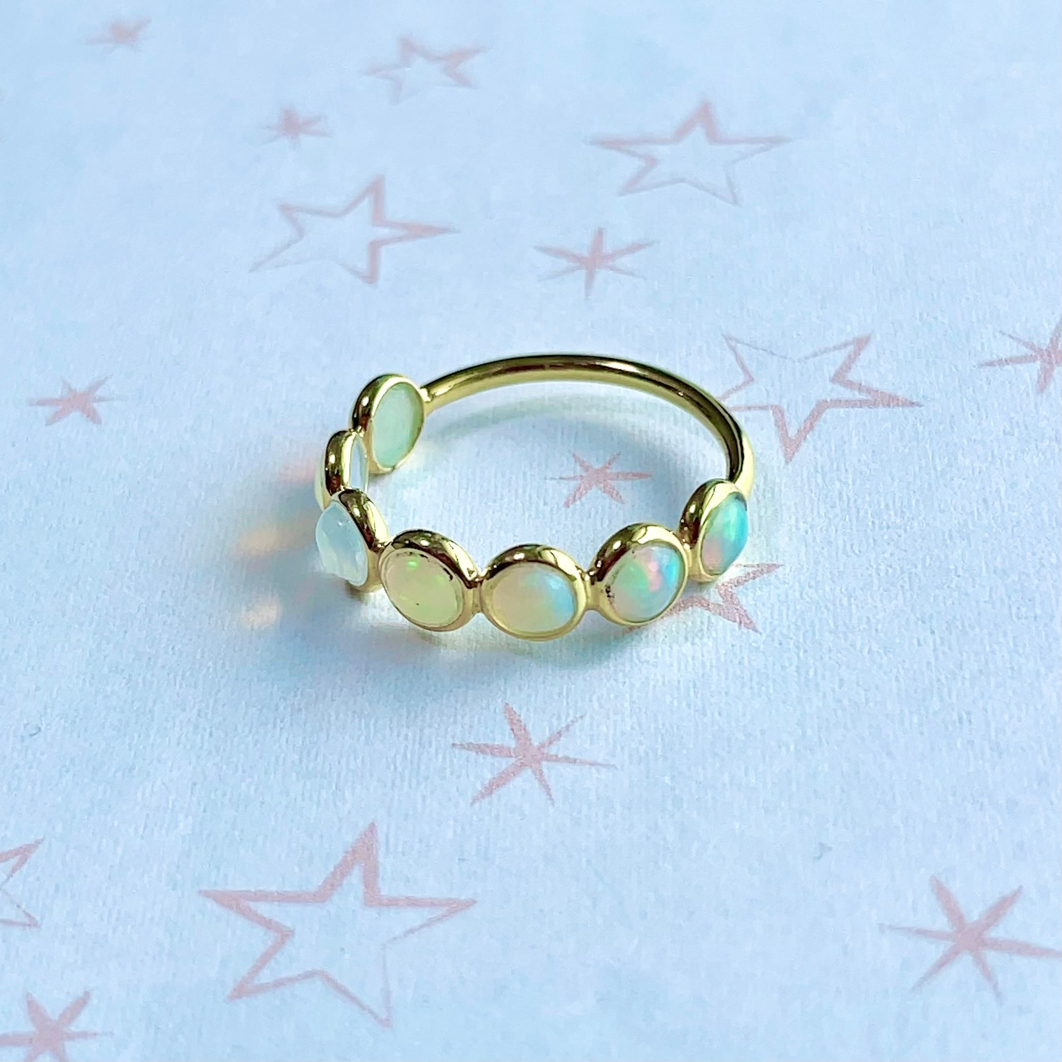 エチオピアオパール ハーフエタニティリング 13号 】#0567 | STELLA