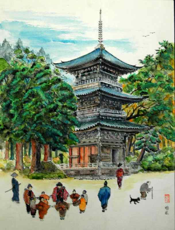 浮世絵風な水彩画 銭湯「柳湯」 【公式ショッピングサイト】