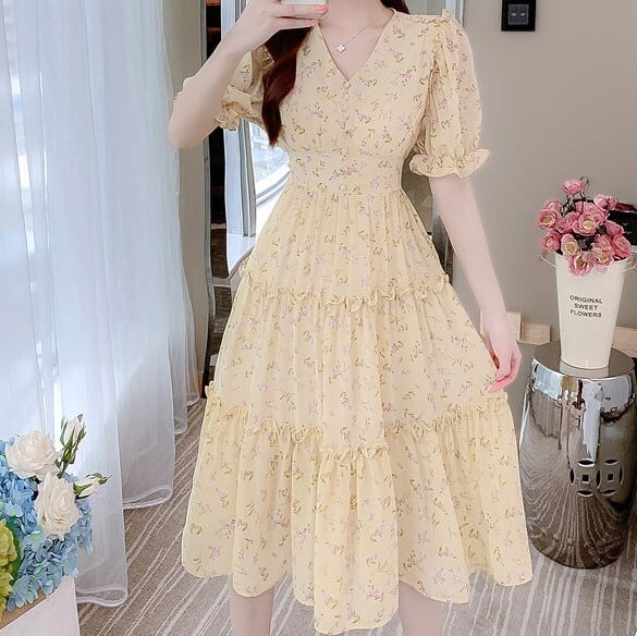 フローラルロングワンピース*Z019