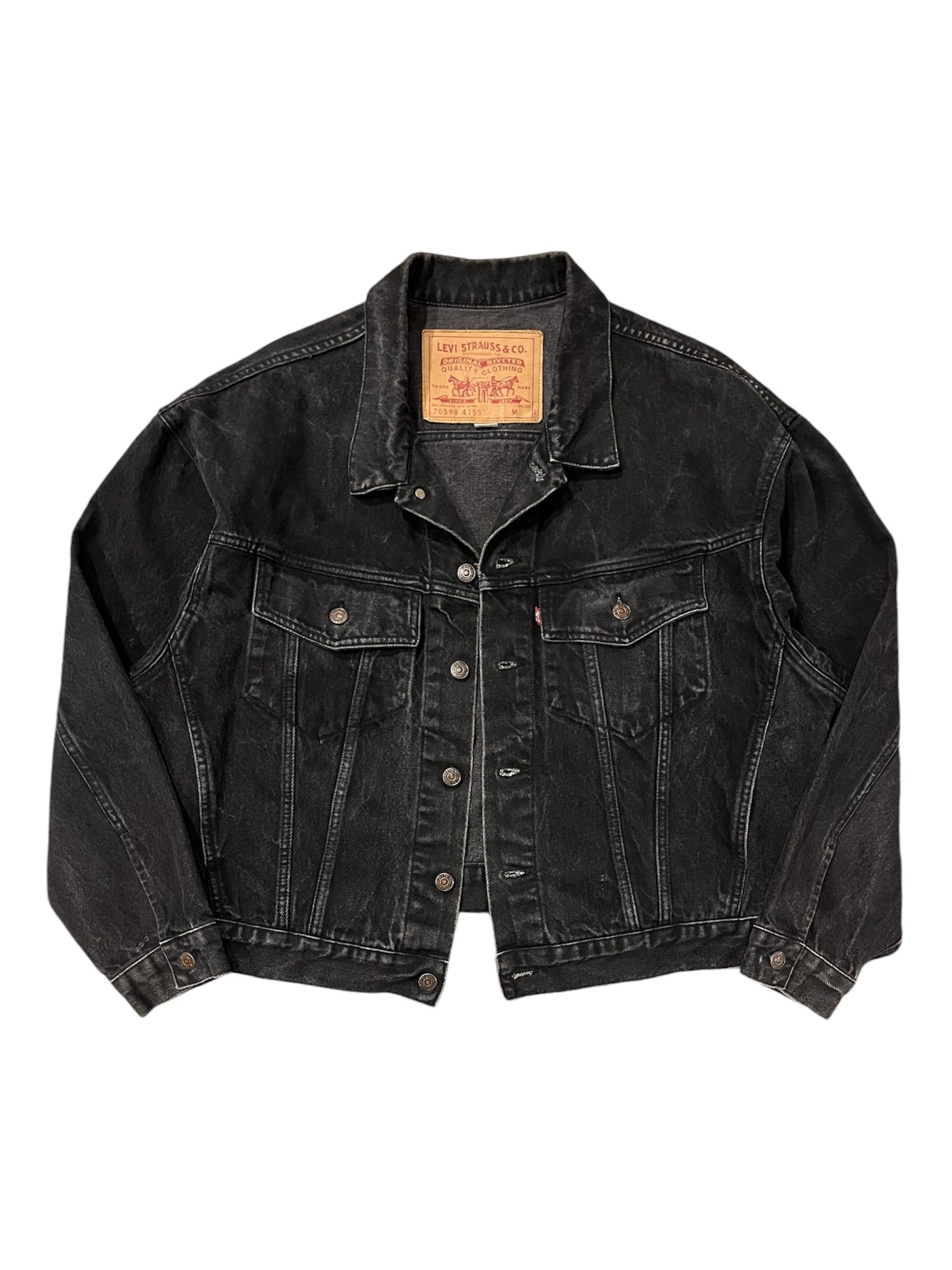 90s Levi's 70598-4159 Black Denim Hand Painted Tracker 90s Levi's 70598-4159 Black Denim Hand Painted Tracker